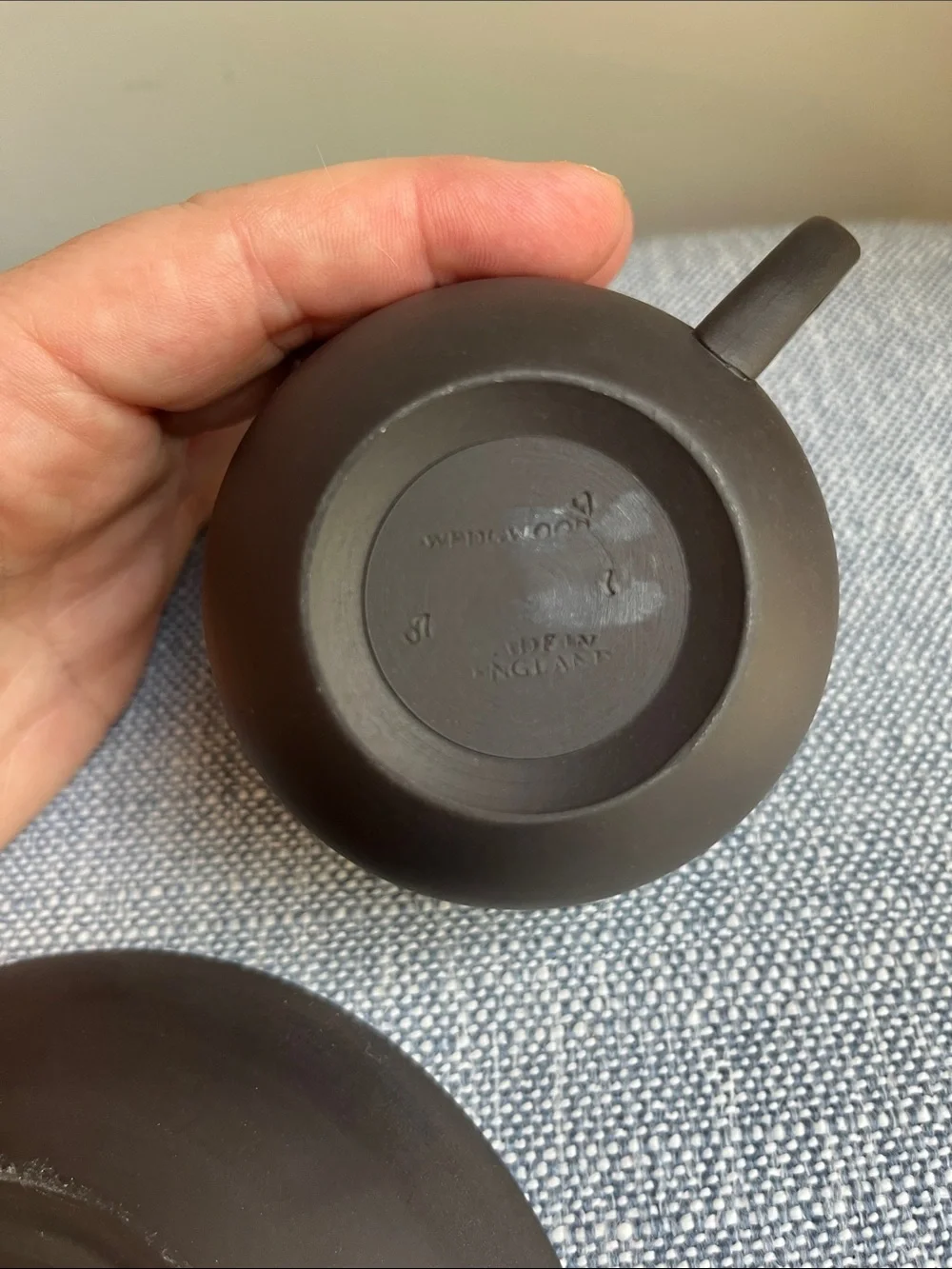 Wedgwood‎ Basalt Tea Cup Saucer Set England Matte Black Vintage